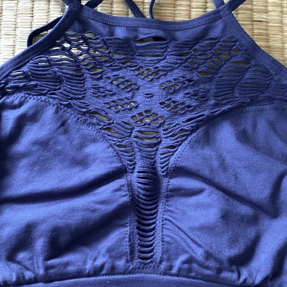 🔥 VICTORIA SECRET: NWOT Navy Blue Bralette with Criss Cross Back- Sz L - Picture 5 of 7